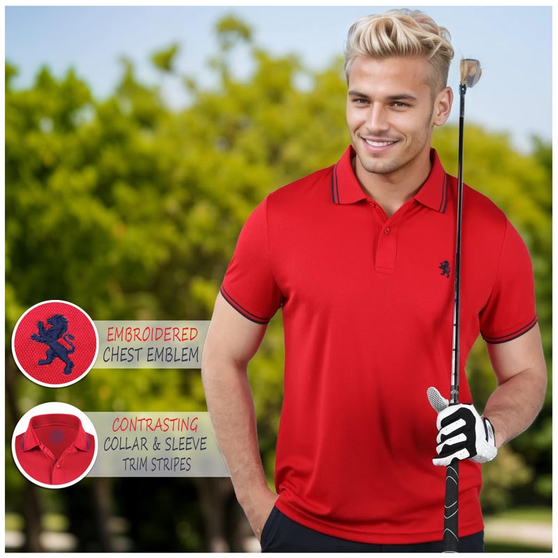 Albert Morris Mens Striped Short Sleeve Polo Shirts 4 Pack - Regular Fit - Multicolor - American Classic Stripe - Medium - Image 3